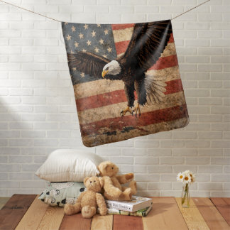 Baby Bald Eagle USA Flag Blanket