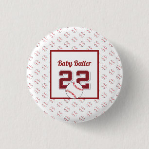 Baby baller red and white button
