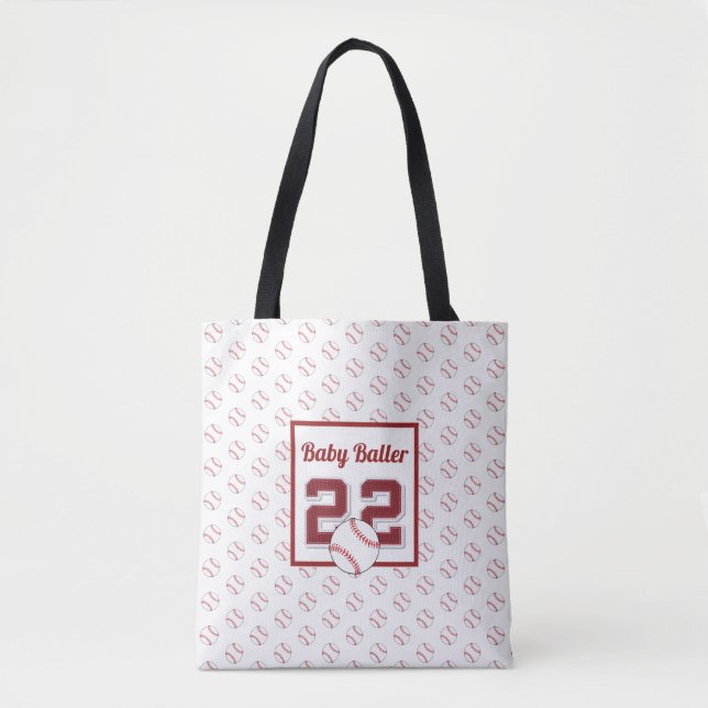 Baby baller red and white  tote bag (Front)