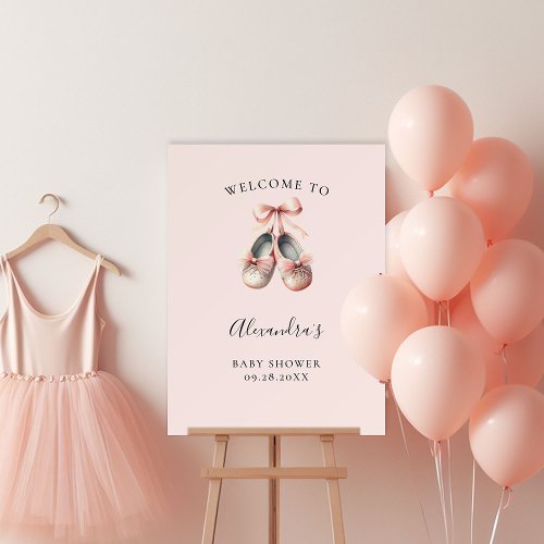 Baby Ballerina Shoes Pink Girl Shower Welcome Sign