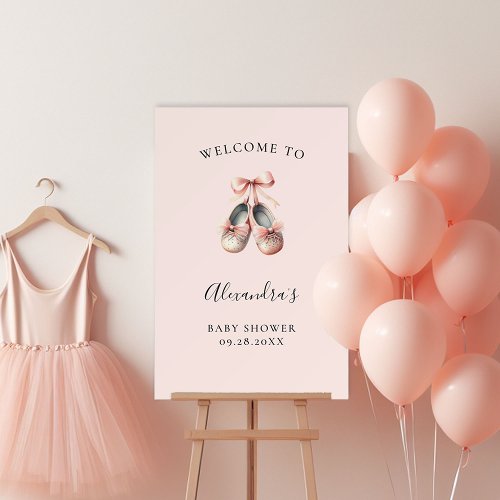 Baby Ballerina Shoes Pink Girl Shower Welcome Sign