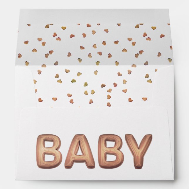 Baby Balloon | Elegant Rose Gold Baby Shower Envelope (Back (Bottom))