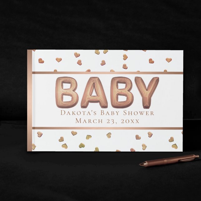 Baby Balloon | Elegant Rose Gold Baby Shower Guest Book (Creator Uploaded)