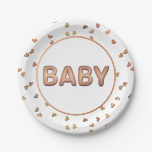 Baby Balloon Elegant Rose Gold Baby Shower Paper Plates
