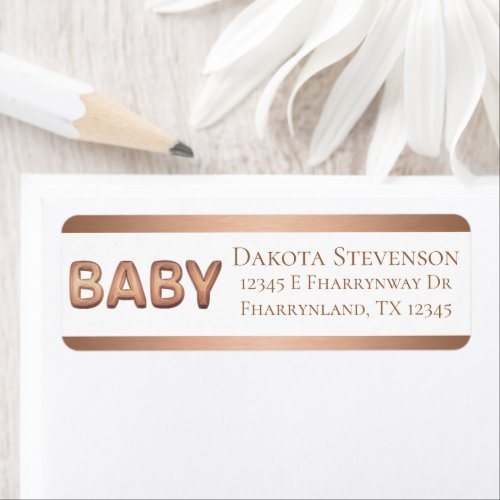 Baby Balloon  Elegant Rose Gold Shower Address Label