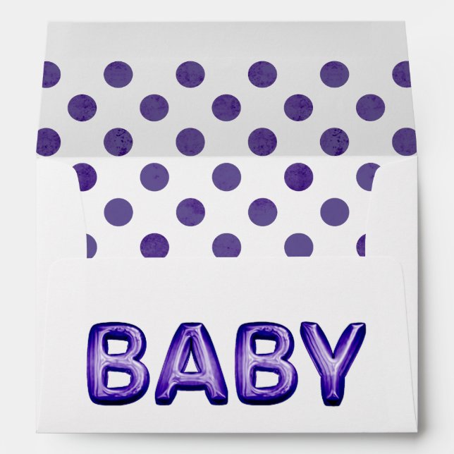 Baby Balloon | Royal Violet Purple Baby Shower Envelope (Back (Bottom))