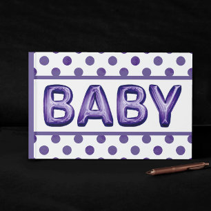 Baby Balloon Royal Violet Purple Baby Shower Guest Book
