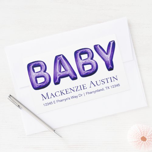 Baby Balloon  Royal Violet Purple Baby Shower Rectangular Sticker