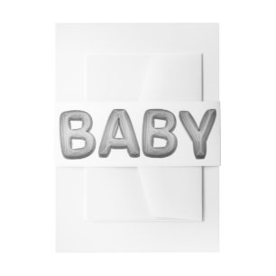 Baby Balloon Unisex Silver Shower or Reveal Invitation Belly Band