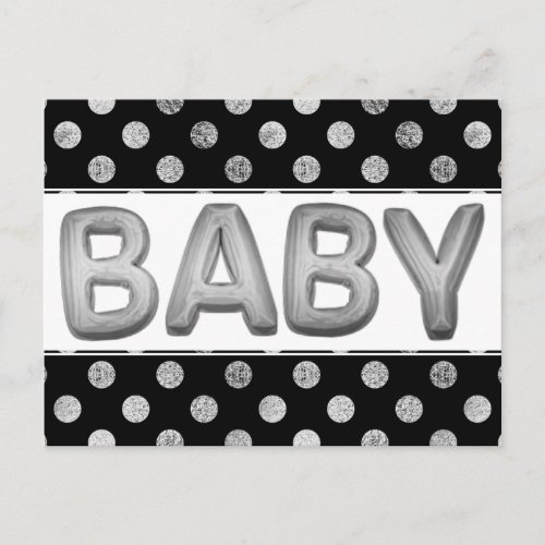 Baby Balloon  Unisex Silver Shower or Reveal Postcard