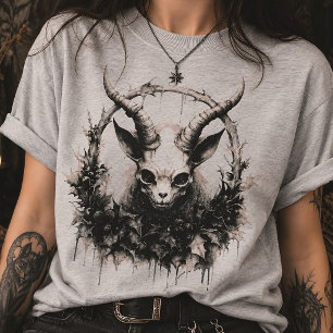 Baby Baphomet Occult Gothic Dark Botanical T-Shirt