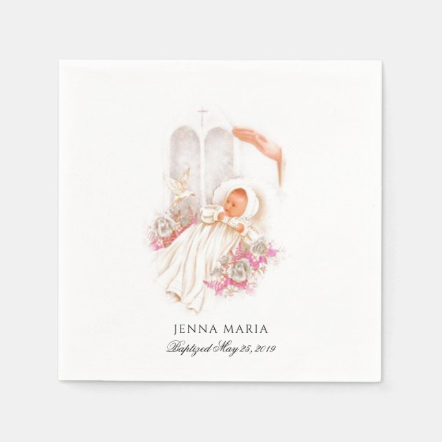 Baby Baptism Christening Religious Traditional Napkins (Front)