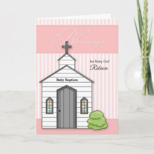 Baby Baptism in Pink for Girls with Chapel Card
