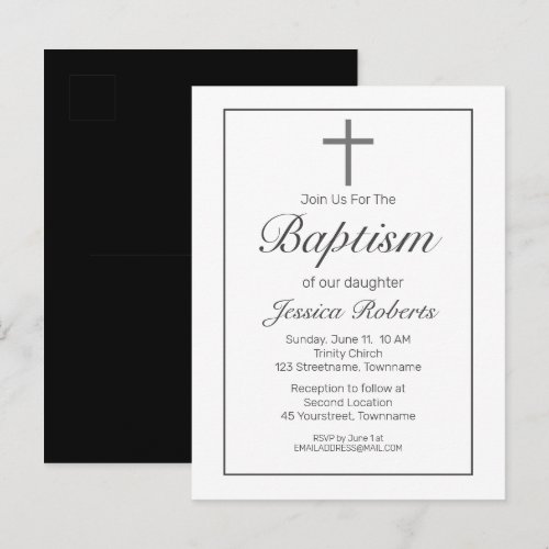 Baby Baptism Minimalist Modern Simple Elegant Postcard