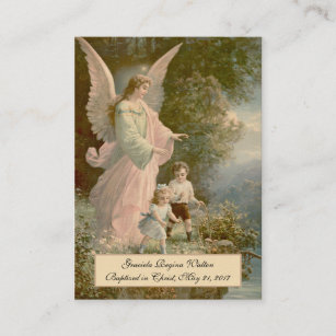 Baby Baptism  Remembrance Guardian Angel Holy Card
