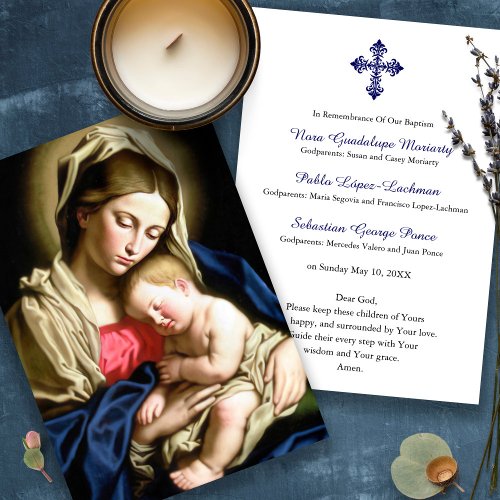 Baby Baptism Remembrance Large Prayer Card