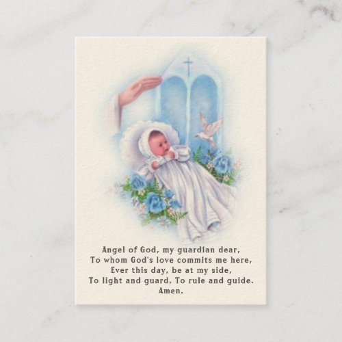 Baby Baptismal Remembrance  Angel Prayer Business Card