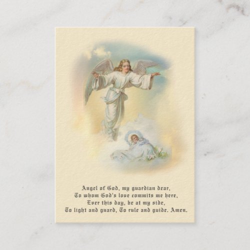 Baby Baptismal Remembrance  Angel Prayer Holy Card