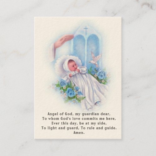 Baby Baptismal Remembrance  Angel Prayer Holy Card