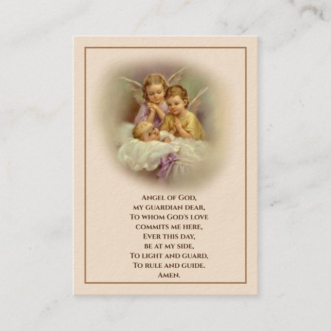 Baby Baptismal Remembrance  Angels Holy Card (Front)