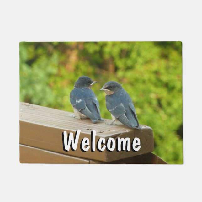 Baby Barn Swallows Nature Bird Photography Doormat (Front)