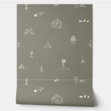 Baby Barnyard Minimalist Wallpaper