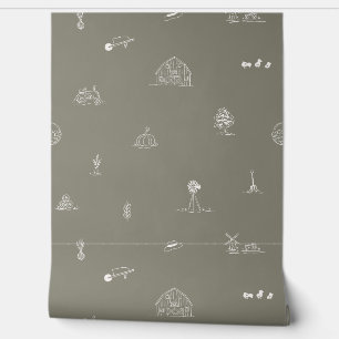 Baby Barnyard Minimalist Wallpaper Wallpaper