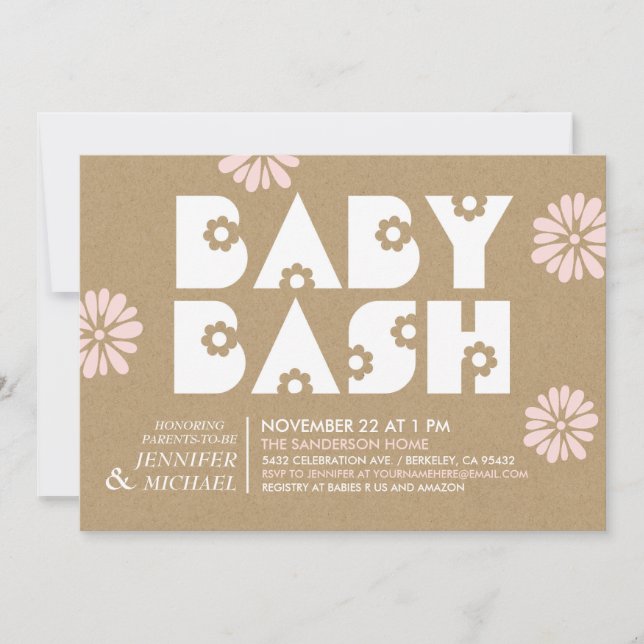 Baby Bash | Baby Shower Invitations Kraft Paper v2 (Front)