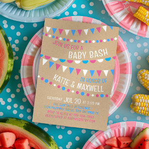 Baby Bash Pink Blue Shower Invitation