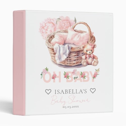 Baby Basket Baby Shower Memory Album 3 Ring Binder