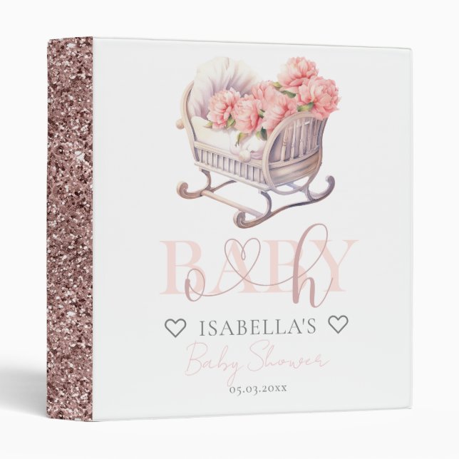 Baby Basket Baby Shower Memory Album 3 Ring Binder (Front/Spine)
