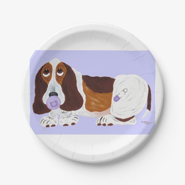 Baby Basset Hound Paper Plates (Front)