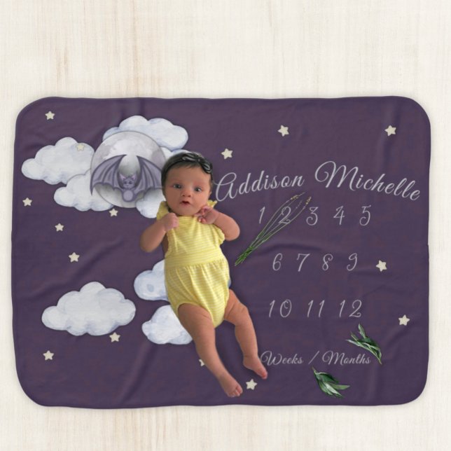 Baby Bat Gender Neutral Milestone Baby Blanket (Creator Uploaded)
