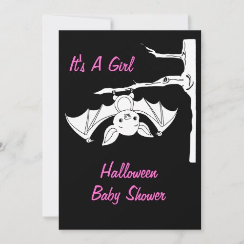 Baby Bat Halloween Baby Shower Invitation Cards