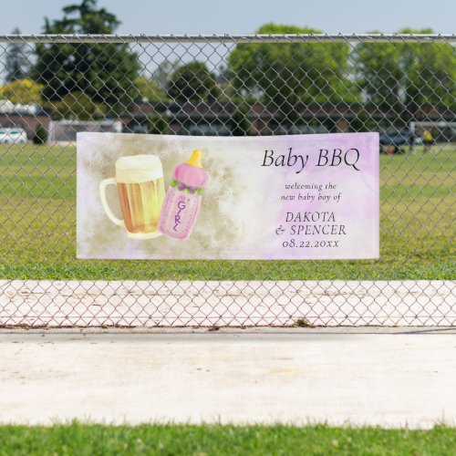 Baby BBQ and Beer  Summer Outdoor Shower Theme Banner