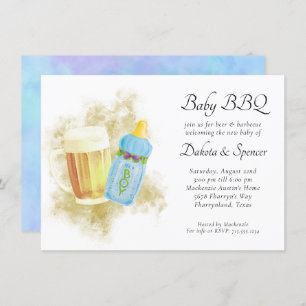 Baby BBQ and Beer Summer Outdoor Shower Theme Invitation
