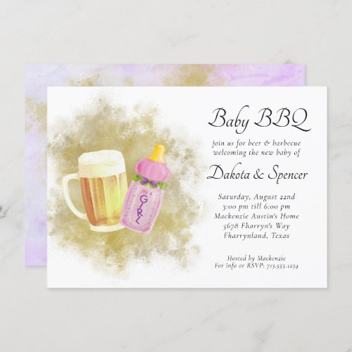 Baby BBQ and Beer  Summer Outdoor Shower Theme Invitation