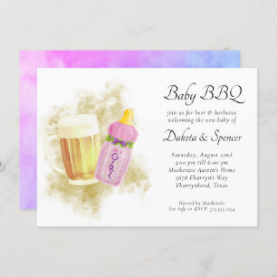 Baby BBQ and Beer Summer Outdoor Shower Theme Invitation