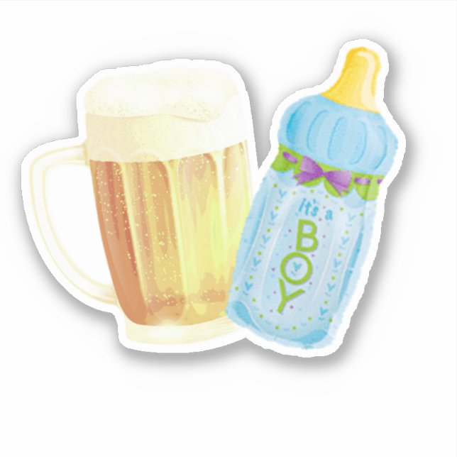 Baby BBQ and Beer | Summer Outdoor Shower Theme Sticker (Front)