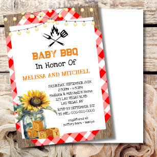 Baby BBQ Couples Baby Shower Theme Invitation