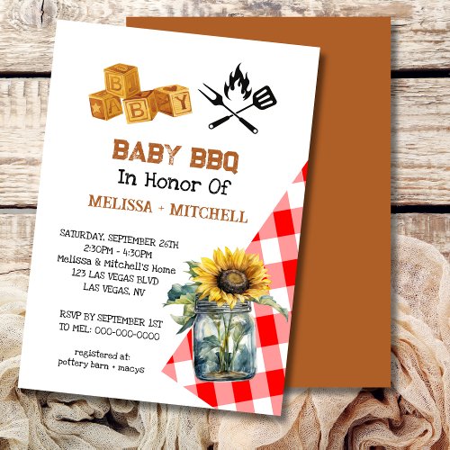 Baby BBQ Couples Baby Shower Theme Invitation