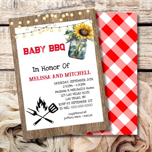 Baby BBQ Couples Baby Shower Theme Invitation