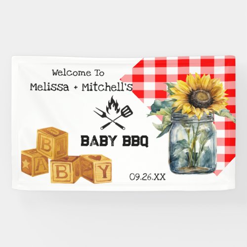 Baby BBQ Couples baby shower welcome sign banner