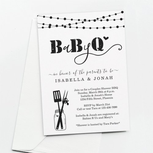 Baby BBQ _ Couples Shower Baby Q BaByQ Barbeque Invitation