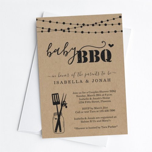 Baby BBQ _ Couples Shower Baby Q BaByQ Barbeque Invitation