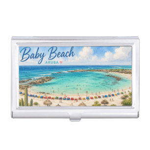 Baby Beach Aruba Caribbean Travel souvenir Business Card Case