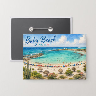 Baby Beach Aruba Caribbean Travel souvenir Button