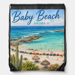 Baby Beach Aruba Caribbean Travel souvenir Drawstring Bag