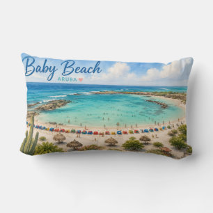 Baby Beach Aruba Caribbean Travel souvenir Lumbar Pillow