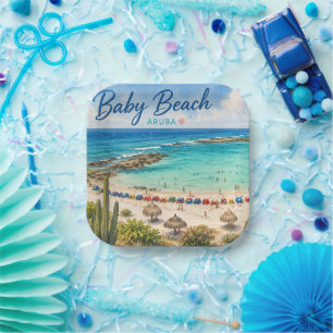 Baby Beach Aruba Caribbean Travel souvenir Paper Plates